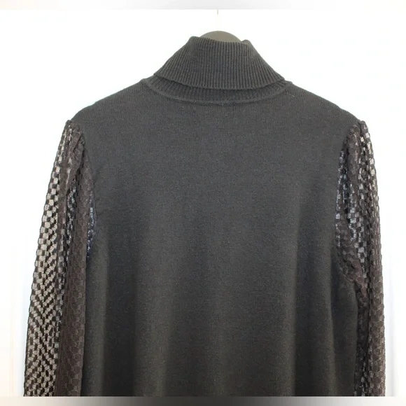 Marled black turtleneck with sheer sleeves (women’s XL) (NWT) - Picture 6 of 9